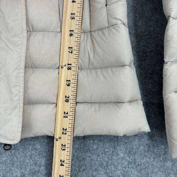 Bomboogie Pure Down Nylon Puffer Jacket Mock Neck Quilted Sand Beige Size 0 - Picture 7 of 14